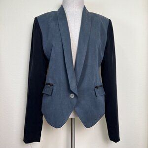 BARNEYS NEW YORK Womens Blue & Black Two-Tone Shawl Collar Blazer Size 2